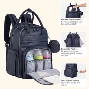 Stylish Navy Vegan Leather Backpack